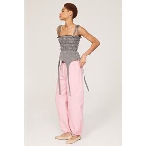 Sandy Liang Pink 100% Organic Cotton Front Zip Cargo Tifosi Pants Size 4